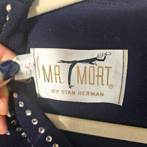 Vintage Rare 60's Mr. Mort Trompe L'oeil Bling shiny Rhinestones Top. Zip back. - Picture 3 of 16
